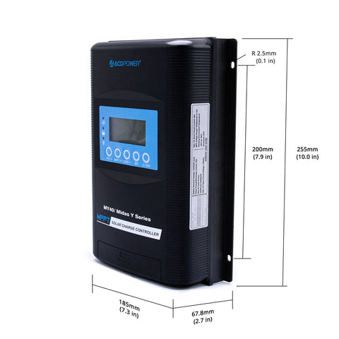 Image of ACOPOWER Midas 40A MPPT Negative Ground Solar Panel Charge Controller LCD Display