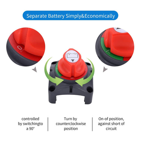 Image of Battery Switch, 12-48V Battery Power Cut Master Switch Disconnect Isolator