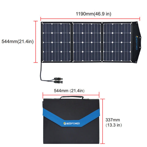 Image of ACOPOWER 90W Foldable Solar Suitcase, without Charge Controller - acopower