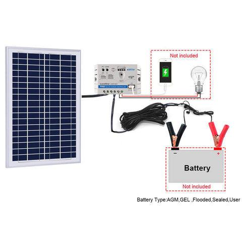 Image of ACOPOWER 25 Watt Off-grid Solar Kits，with 5A charge controller SAE connector - acopower