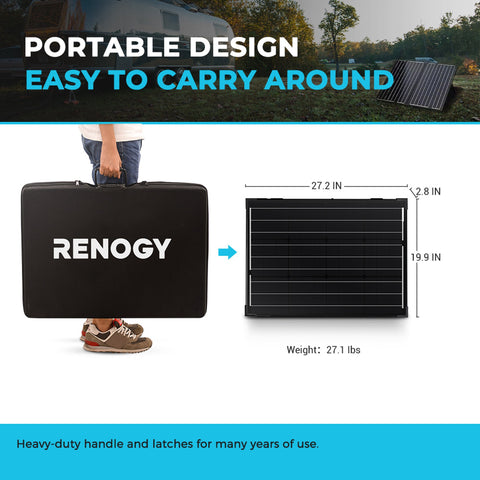 Image of 100 Watt 12 Volt Monocrystalline Foldable Solar Suitcase with Voyager - Solar Energy Giant