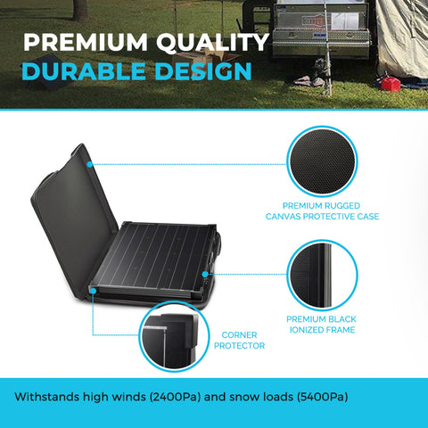 Image of 100 Watt 12 Volt Monocrystalline Foldable Solar Suitcase with Voyager - Solar Energy Giant