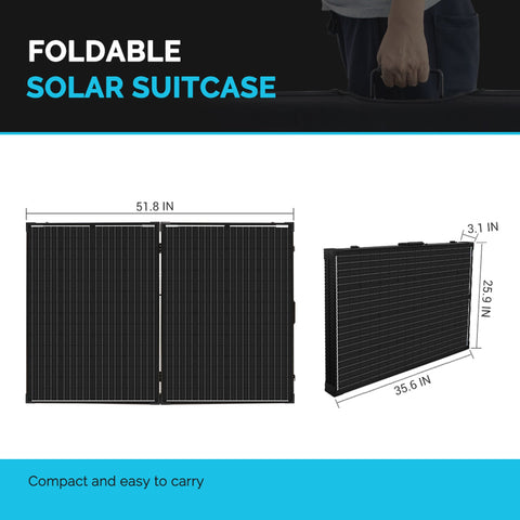 Image of 200 Watt 12 Volt Monocrystalline Foldable Solar Suitcase - Solar Energy Giant