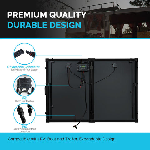 Image of 200 Watt 12 Volt Monocrystalline Foldable Solar Suitcase - Solar Energy Giant